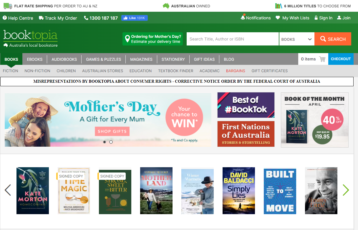 Booktopia to Pay $6 Million in Penalties for Breaches of the Australian Consumer Law