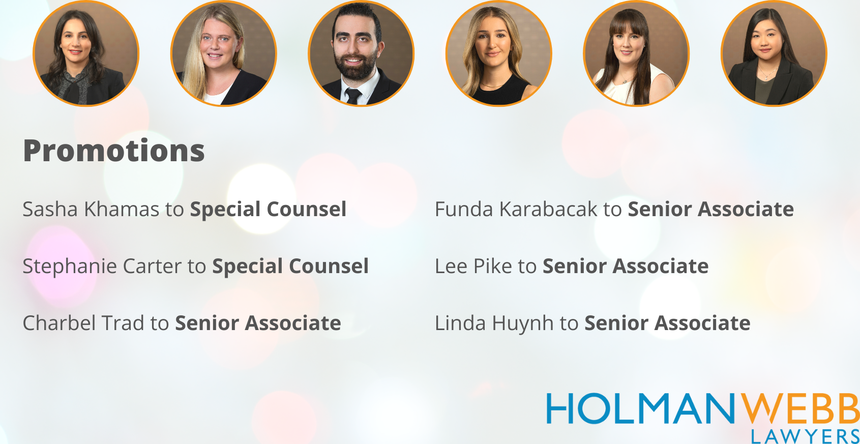 Holman Webb Lawyers is pleased to announce a range of promotions across our Sydney office – effective 1 July 2022