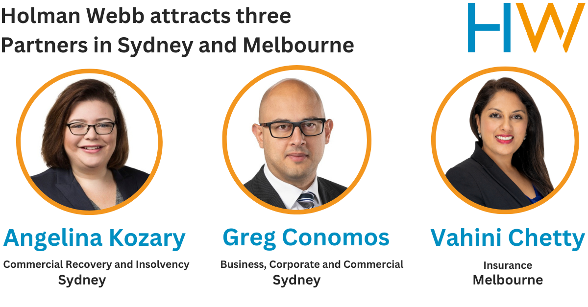 Holman Webb welcomes two Partners in Sydney and one in Melbourne
