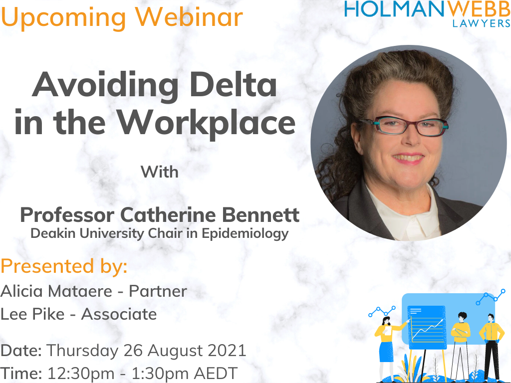 Upcoming Webinar: Avoiding Delta in the Workplace w/ Prof. Catherine Bennett (26 August 2021)